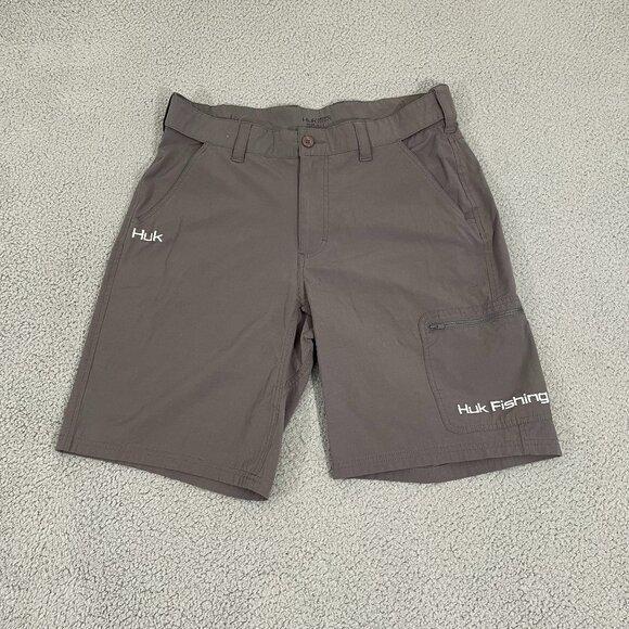 Huk Fishing Shorts Men L Gray Cargos - Picture 1 of 11
